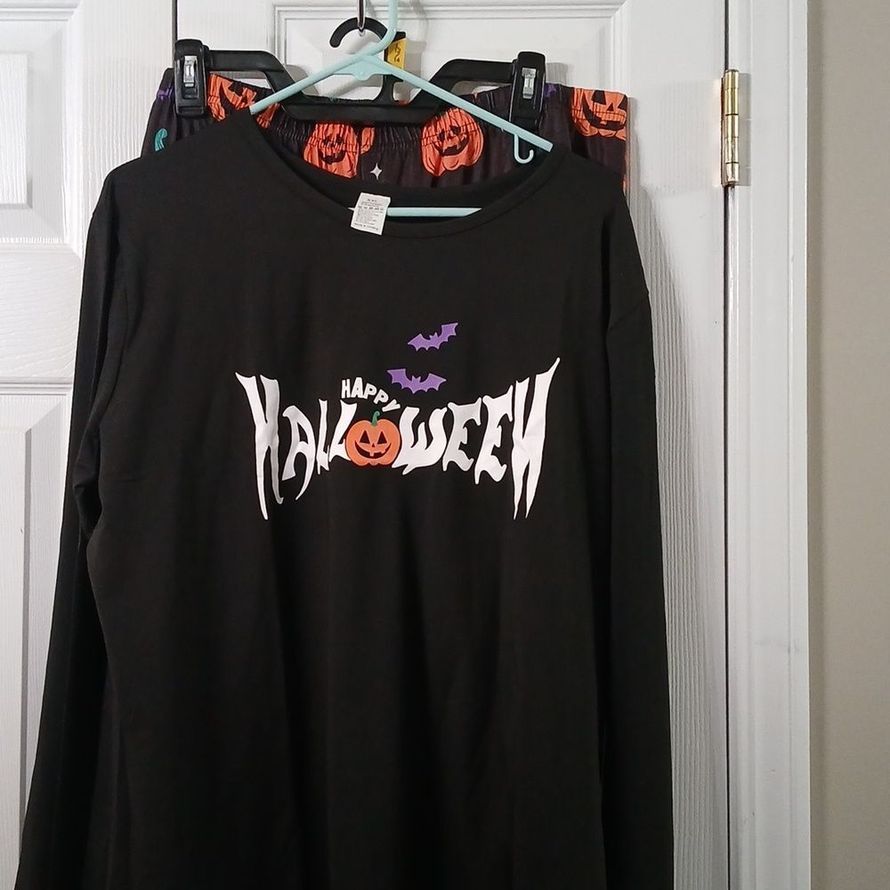 Halloween Pumpkin Pajama Set Jack o Lantern Print Sz XXL NIP - Picture 3 of 12